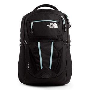 north face light blue & black recon backpack